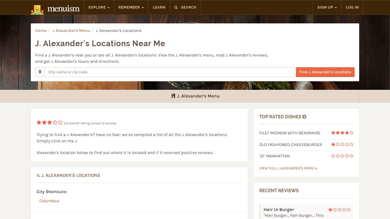J. Alexander's Locations Near Me + Reviews & Menu