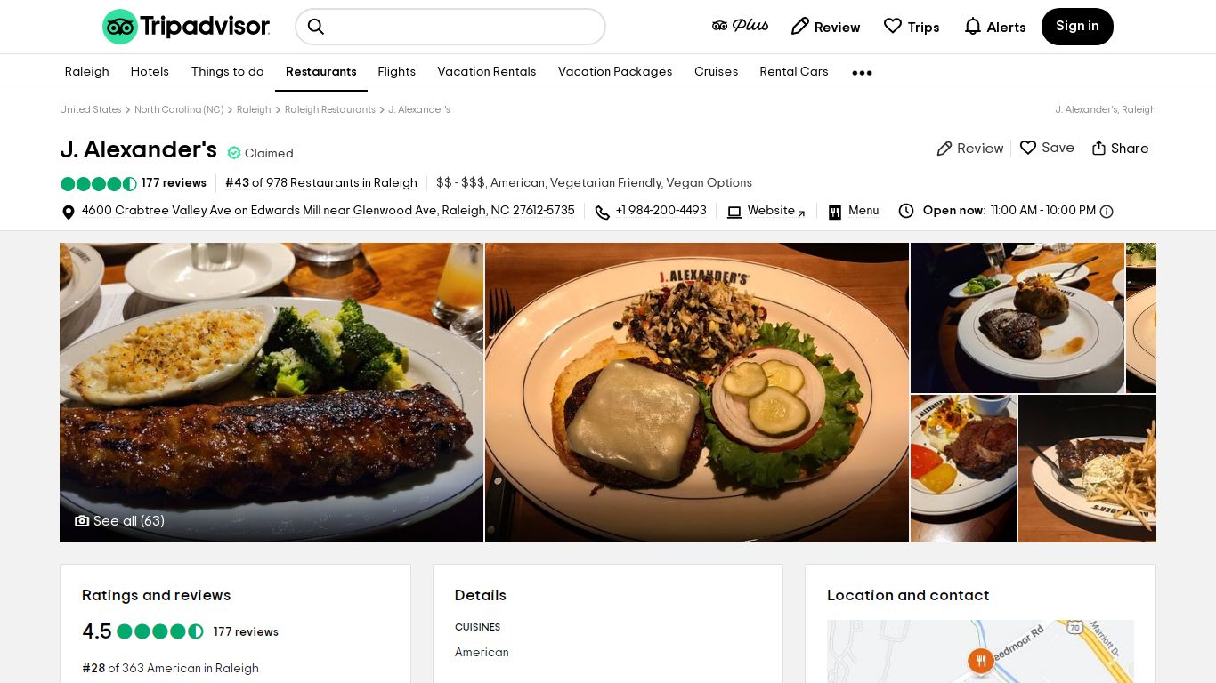 J. ALEXANDER'S, Raleigh - Menu, Prices & Restaurant Reviews - Tripadvisor